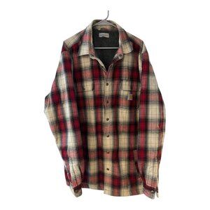 Carhartt Mens XLT Hubbard Sherpa Fleece Lined Red Plaid Flannel Shirt Jacket
